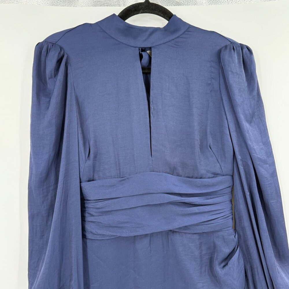 Bardot Navy Louise Tiered Dress 100% Polyester Long Sleeve Keyhole Back, Size 2 - Picture 11 of 12